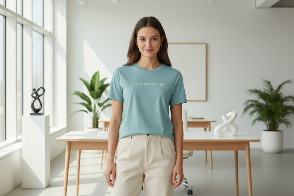 "Progress over perfection"  Women's T-Shirt.